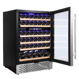51-Bottle Wine Cooler Refrigerator, Built-in or Freestanding Dual Zone Wine Fridge with Reversible Glass Door