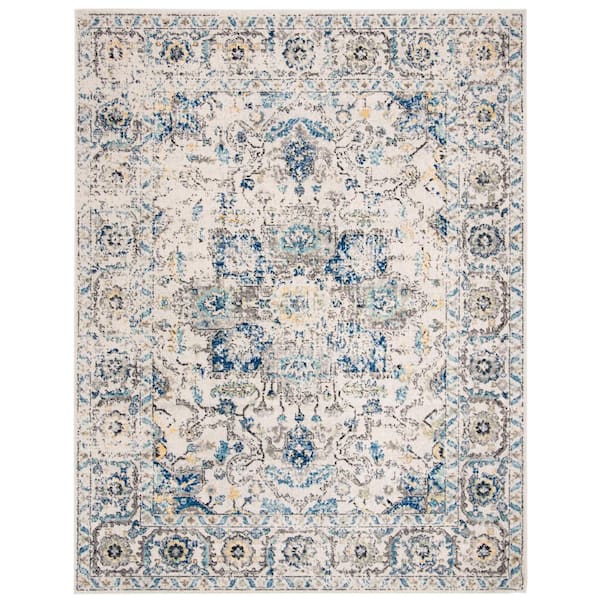 SAFAVIEH Madison Gray/Ivory 8 ft. x 10 ft. Distressed Border Area Rug