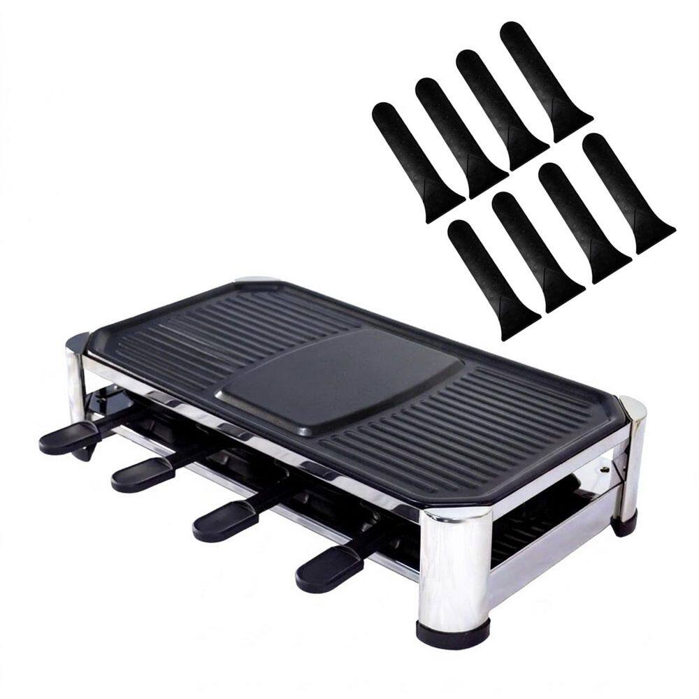 8-Piece Stainless Steel Electric Raclette Grill Set with Nonstick Plate, 8 Pans, Spatulas, 1500W Indoor price history on PriceWatchPro