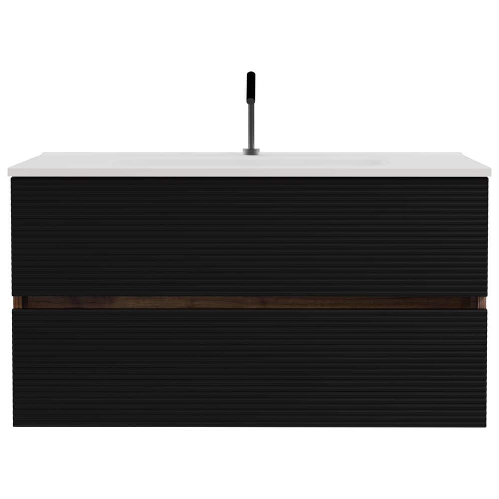 36 in. Wall-Mounted Black Brown Bath Vanity with White Ceramic Top Assembled price history on PriceWatchPro