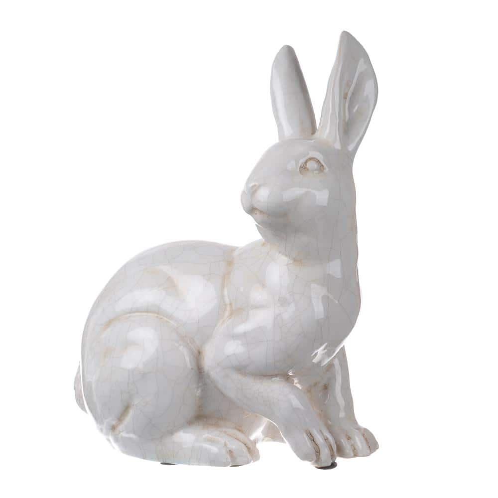 Distressed White Rabbits Statue, White, 9L x 8W 11H | Kirkland's Home
