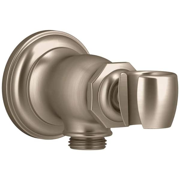 Artifacts Wall-Mount Hand-Shower Holder and Supply Elbow in Vibrant Brushed Bronze