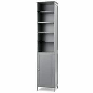 16 in. W x 13.5 in. D x 72 in. H Grey MDF Freestanding Linen Cabinet with Adjustable Shelves