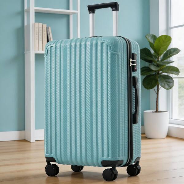 LIVACA 6-Piece Ice Blue Hardshell ABS Plastic Spinner Wheels TSA