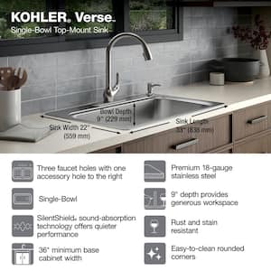 KOHLER Prolific Undermount Stainless Steel 44 in. Single Bowl Kitchen Sink  with Included Accessories K-23652-NA - The Home Depot