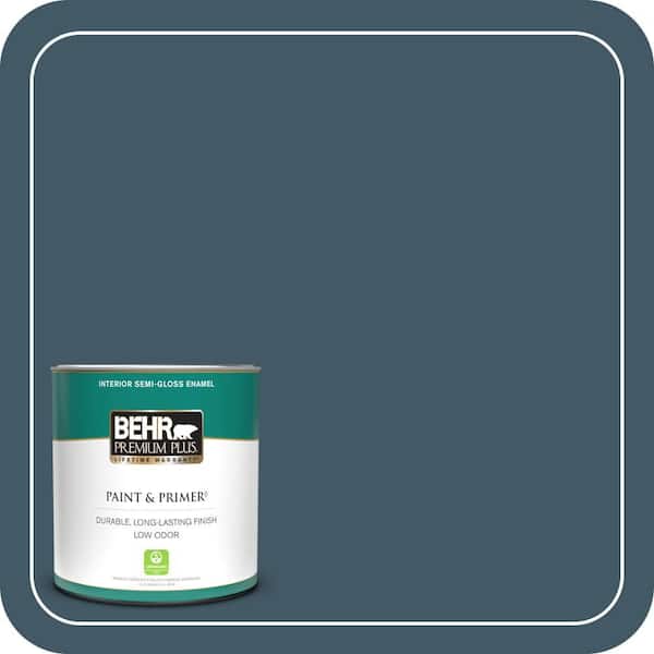 BEHR PREMIUM PLUS 1 qt. #S480-7 Midnight in the Tropics Semi-Gloss Enamel Low Odor Interior Paint & Primer