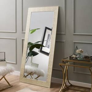 31.50 in. H x 65.50 in. W Classic Rectangle Framed Gold Mosaic Leaning Mirror