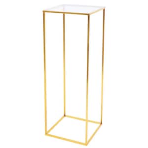 31 in. Tall Indoor/Outdoor Gold Metal Column Flower Plant Stand (1-Tiered)