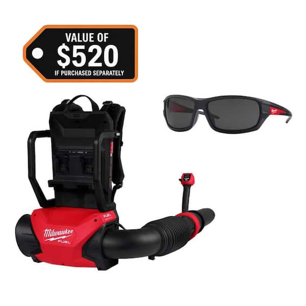 M18 FUEL 155 MPH 650 CFM 18V Brushless Cordless Dual Battery Backpack Leaf Blower with Performance Safety Glasses