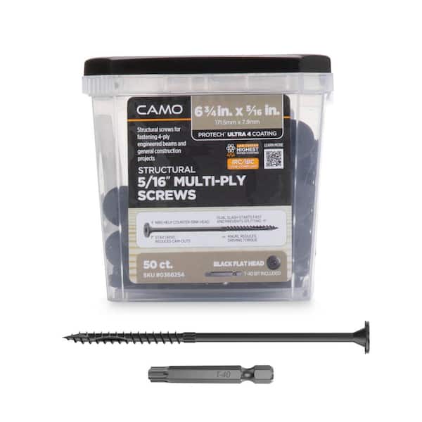 CAMO 5/16 in. x 6-3/4 in. Star Drive Flat Head Multi-Purpose + Multi-Ply Structural Wood Screw - Exterior Coated (50-Pack)