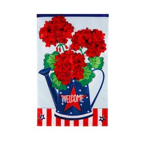 2-1/3 ft. x 3-2/3 ft. Patriotic Geraniums Applique House Flag