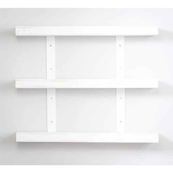 Del Hutson Designs 24 in. White Grace Chic 3-Tier Floating Shelf