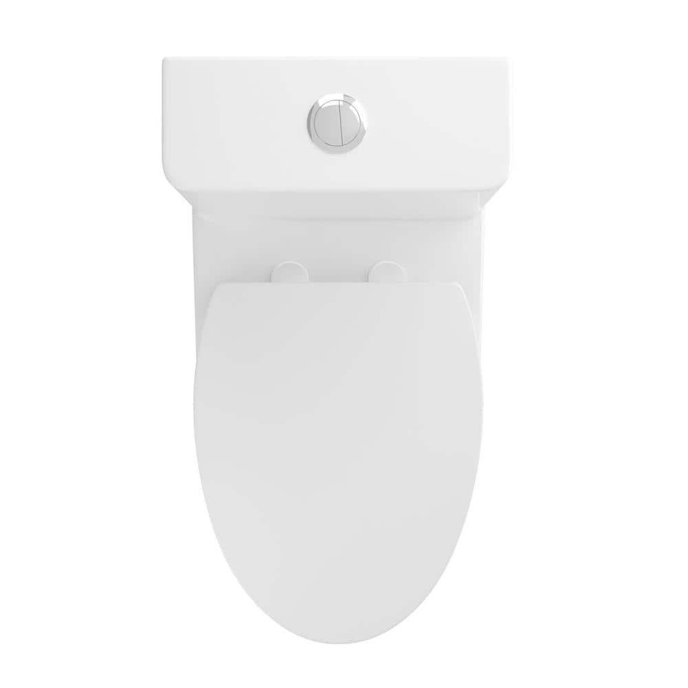 Glossy White Ceramic Elongated Dual Flush One-Piece Toilet