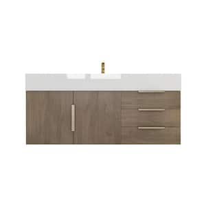 Bethany 47 in. W x 20 in. D x 22 in. H Single Sink Floating Bath Vanity in Light Oak with White Acrylic Top