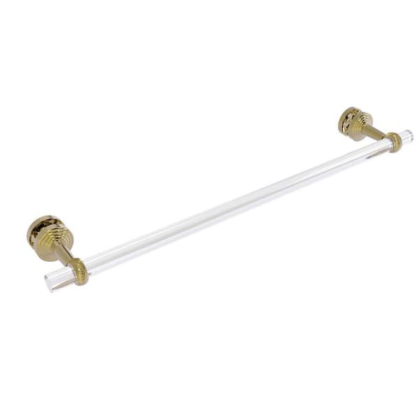 Allied Brass Pacific Beach Collection 24 in. Over-the-door Single Towel Bar in Unlacquered Brass with Twisted Accents