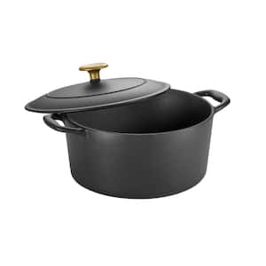 Gourmet 5.5 qt. Round Enameled Cast Iron Dutch Oven in Matte Black with Lid