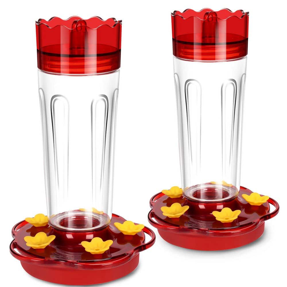 15 oz. Red Hummingbird Feeder with 5 Feeding Ports and Perches, Built-in An