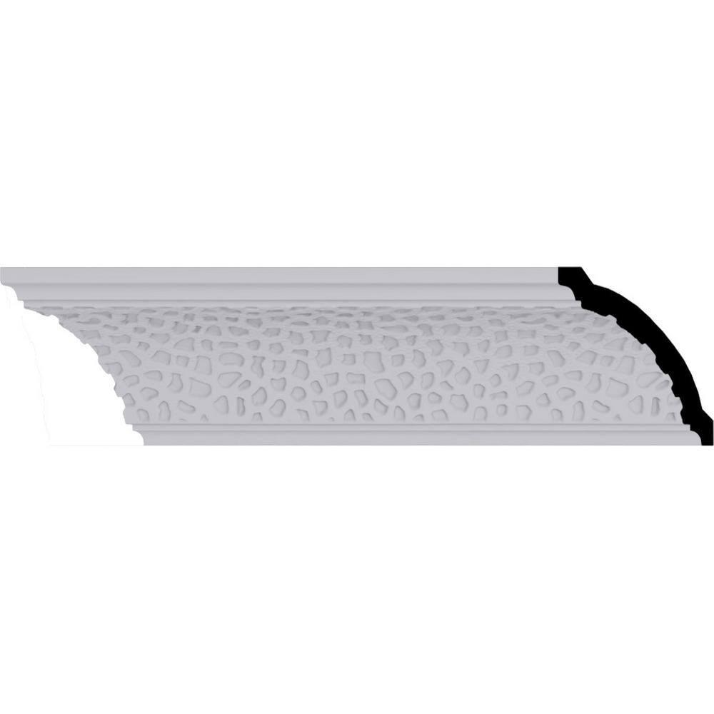 Primed White Geometric Polyurethane Crown Moulding Sample, 12" Length