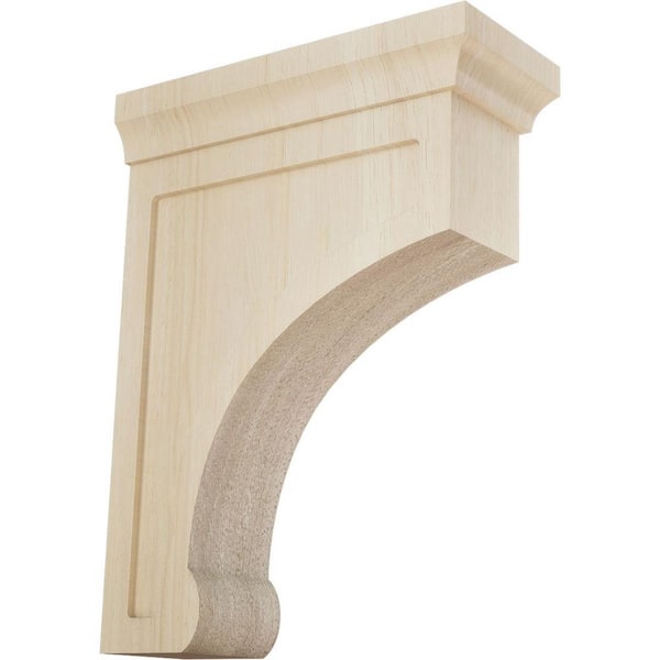 Ekena Millwork 2-1/2 in. x 8 in. x 6 in. Rubberwood Medium Gomez Bracket