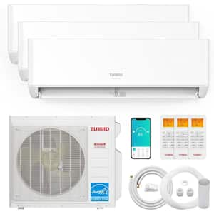 27,000 BTU 3 Zones Mini Split AC/Heating System, Ductless Inverter with Heat Pump, 22 SEER2, WiFi Enabled, 9K+9K+9K 230V