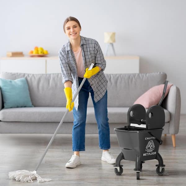 即*爵様 Tom Wood BLACK MOP 50 HOMCOM Mop Bucket with Wringer on Wheels for Floor Cleaning, 27.5