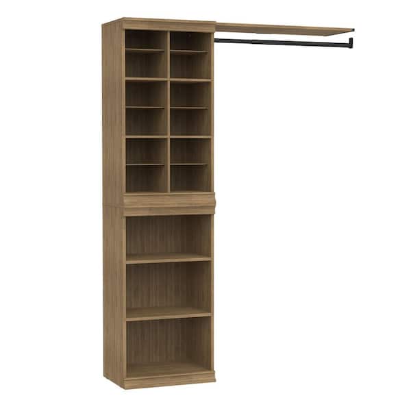 Modular Storage 47.38 in.-57.4 in. W Sand Tower System 16-Shelf Wood Closet System
