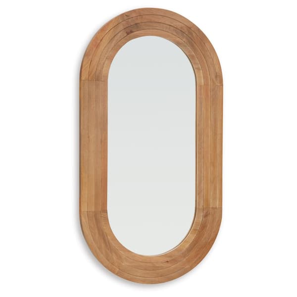 Daverly Brown 28.13 in. W x 51.88 in. H Farmhouse Oval Wood Framed Mirror