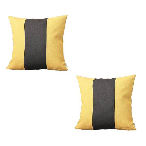 Set Of 2 Yellow Mid Houndstooth Lumbar Pillow Covers