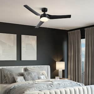 52 in. LED Indoor Black Modern Smart Ceiling Fan with Dimmable Light Kit and Remote