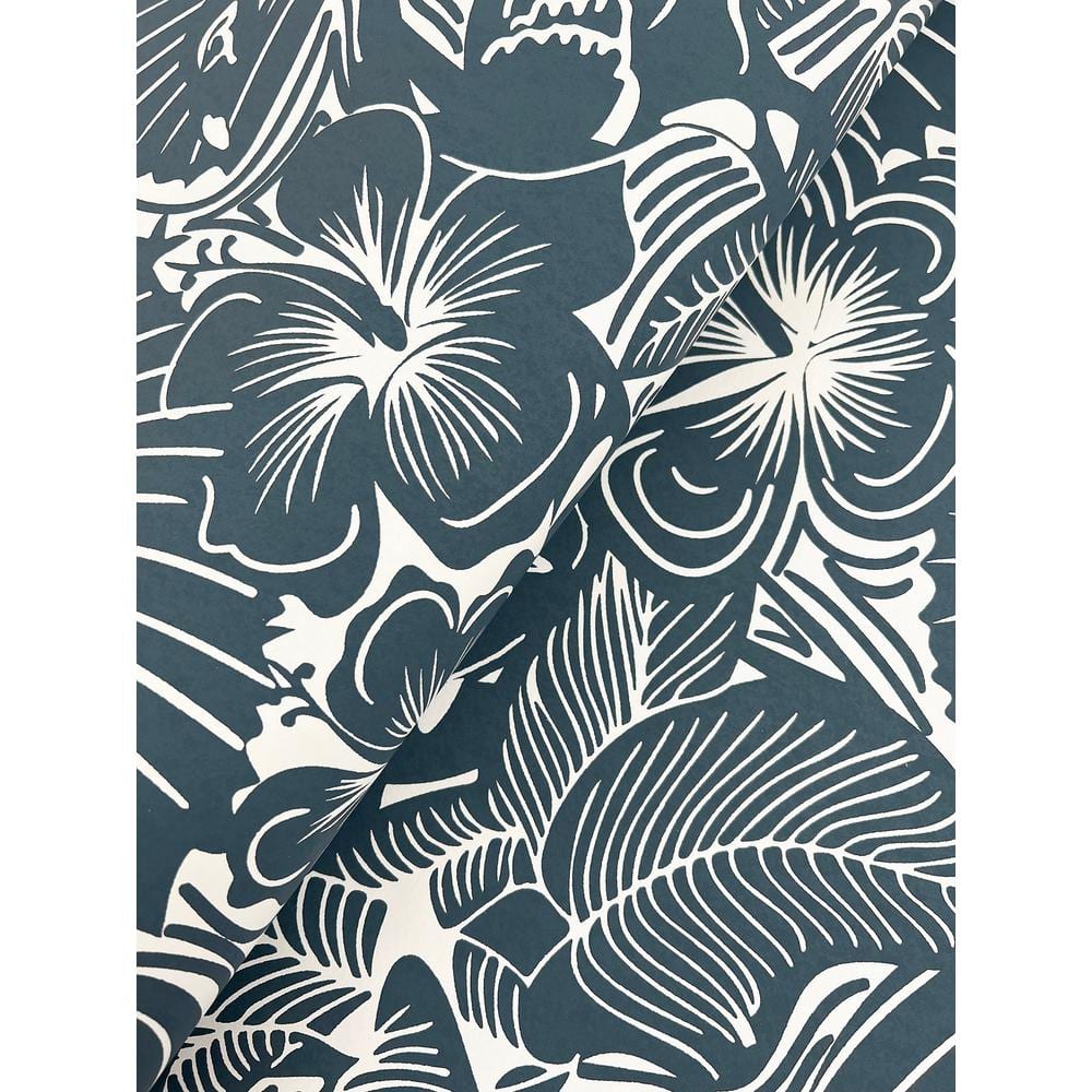 Idalia Navy and White Floral Flamingo Non-Woven Wallpaper