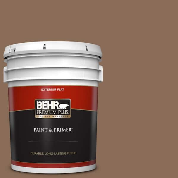 BEHR PREMIUM PLUS 5 gal. #BNC-34 Spiced Latte Flat Exterior Paint & Primer