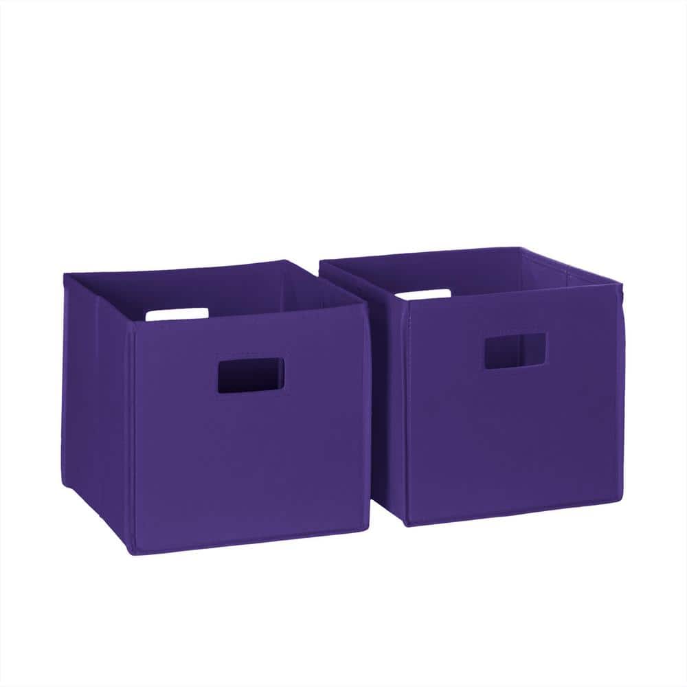 6 Count 10 Inch Folding Fabric Storage Bin With Handles Purple 