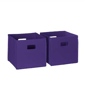 10 in. H x 10.5 in. W x 10.5 in. D Purple Fabric Cube Storage Bin 2-Pack