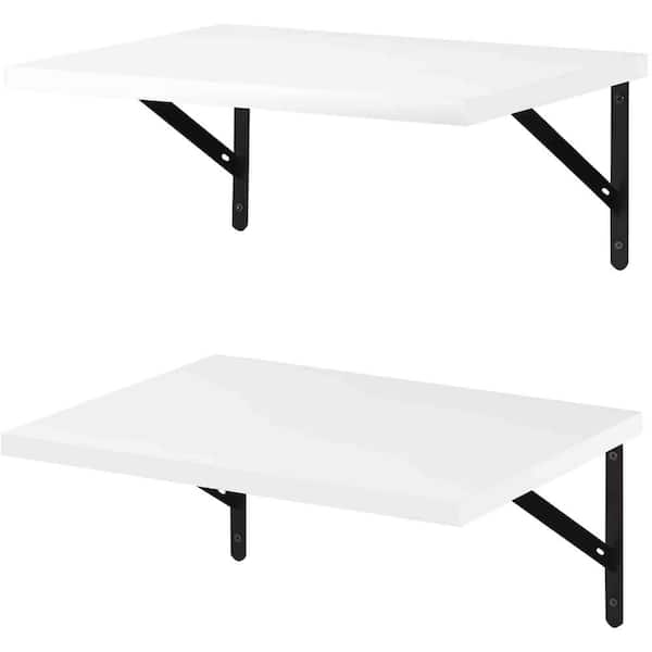 Unbranded 15.7 in. W x 11.8 in. D White Floating Decorative Wall Shelf Set of 2, Wide Display Ledges