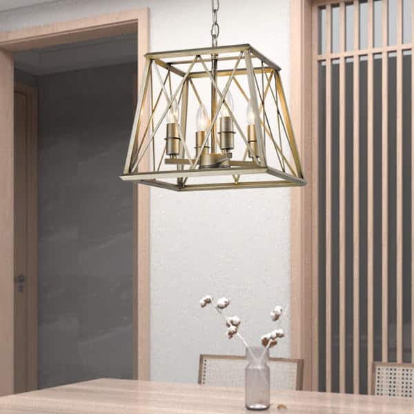 Maxax Springfield 60-Watt 4-Light 11.4 in Silver Farmhouse Island Metal Dimmable Mini Pendant Light Dining Kitchen Lighting