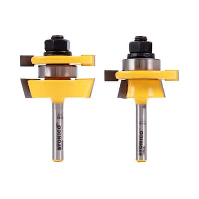 Rail and Stile Shaker 1/4 in. Shank Carbide Tipped Router Bit Set (2-Piece)