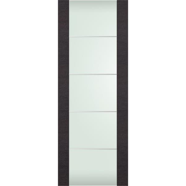 Belldinni Avanti 202 4H 18 in. x 80 in. No Bore Full Lite Frosted Glass Black Apricot Wood Composite Interior Door Slab