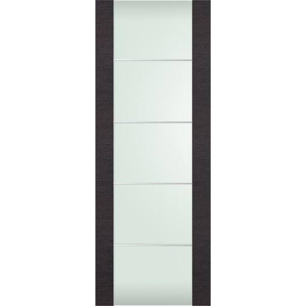 Belldinni Avanti 202 4H 28 in. x 92.5 in. No Bore Full Lite Frosted Glass Black Apricot Wood Composite Interior Door Slab