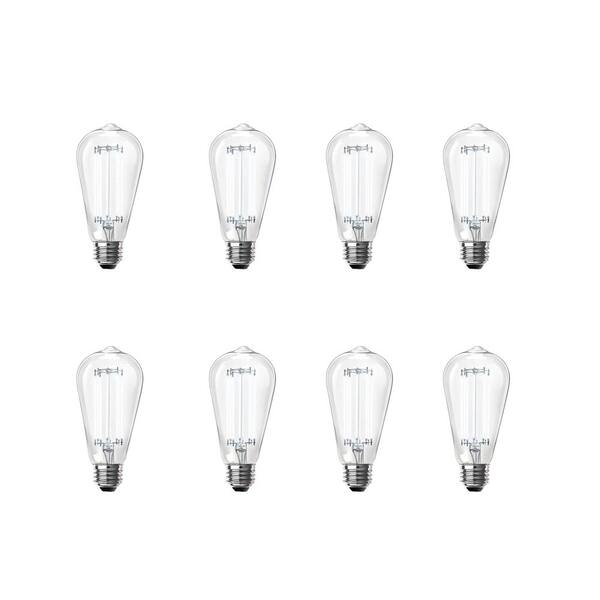 Feit Electric 60-Watt Equivalent ST19 Dimmable Straight Filament Clear Glass Vintage Edison LED Light Bulb, Daylight (8-Pack)