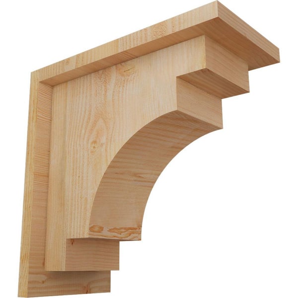 Ekena Millwork 6 in. x 12 in. x 12 in. Douglas Fir Mediterranean Rough Sawn Corbel with Backplate