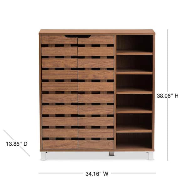 Brown Faux Wood Shoe Storage Cabinet, Baxton Shoe Cabinet Home Depot