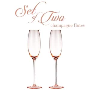 Luxurious and Elegant Rose Pink Colored 7.3 oz. Champagne Flutes (Set of 2)