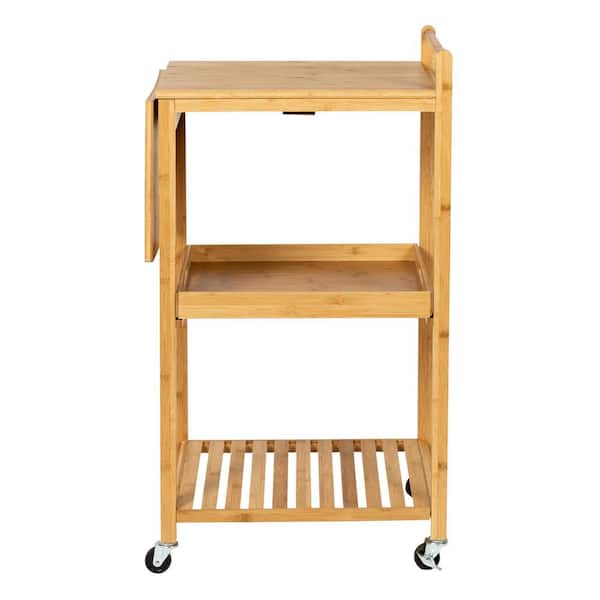 Honey-Can-Do Multi-Purpose Bamboo Kitchen Cart with Drop Leaf