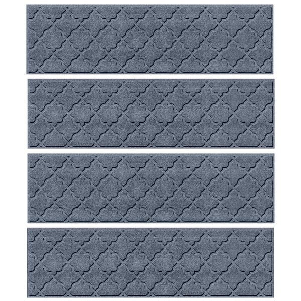 Bungalow Flooring Waterhog Cordova Bluestone 8.5 in. x 30 in. PET Polyester Indoor Outdoor Stair Tread Cover (Set of 4)