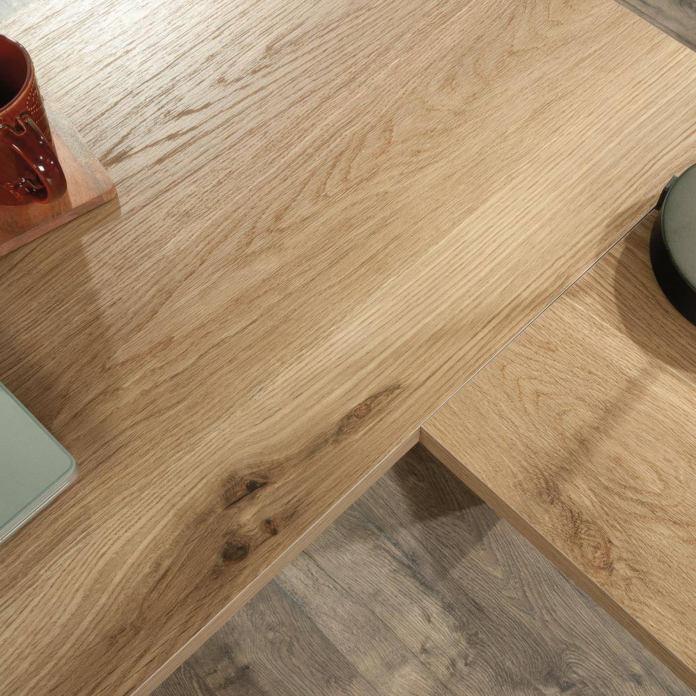 Timber Oak L-Shaped Computer Desk with Drawer and Filing Cabinet