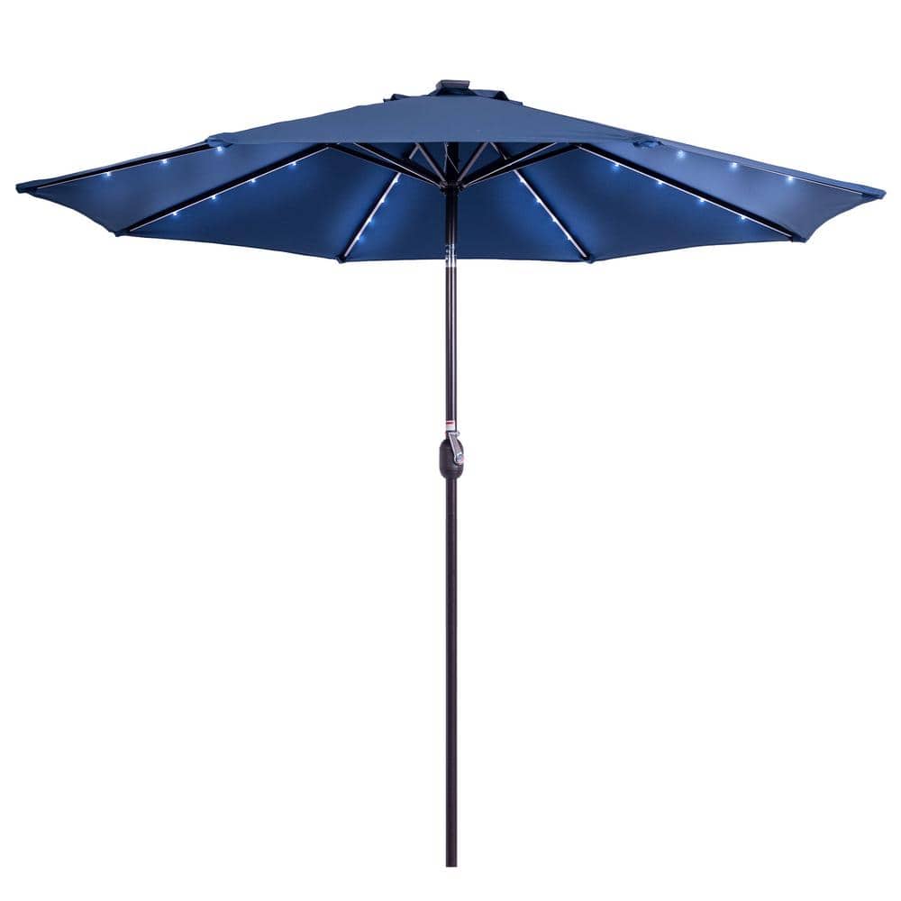 9 ft. Outdoor Lighted Market Patio Umbrella Table Umbrella with Crank and Push Button Till in Navy, Base Not Included price history on PriceWatchPro