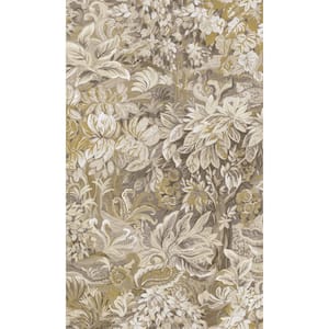 Yellow Beige Floral Foliage Printed Non-Woven Paper Non Pasted Textured Wallpaper 57 Sq. Ft.