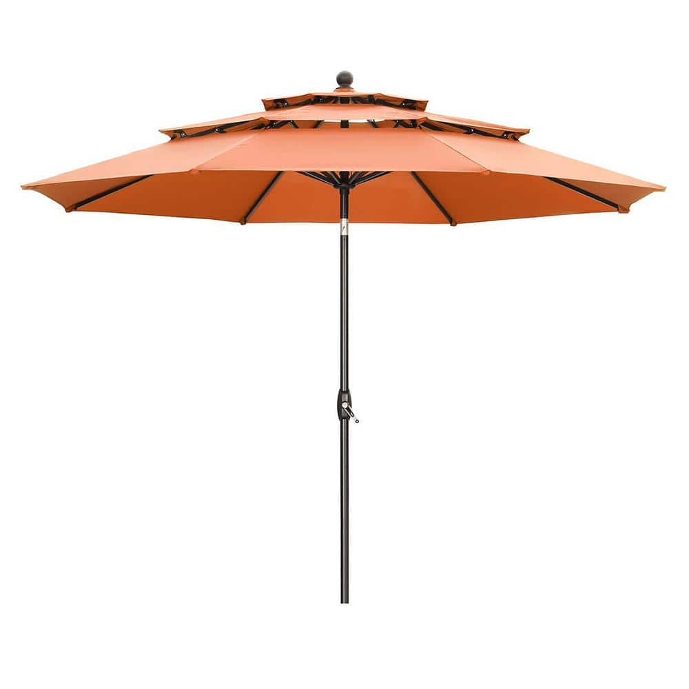 10 ft. 3-Tier Patio Outdoor Market Umbrella in Orange