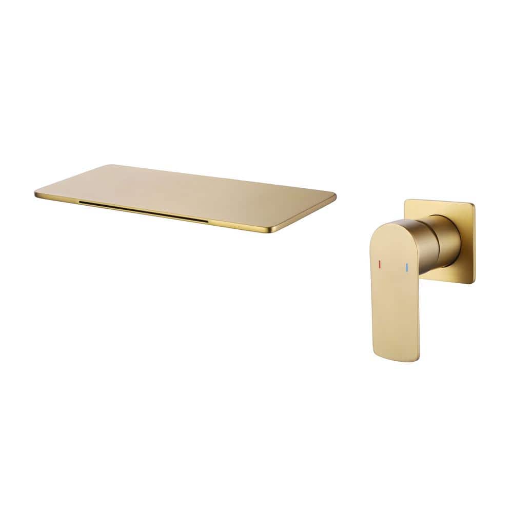 Single Handle Double Hole Wall Mounted Brass Waterfall Bathroom Sink Faucet