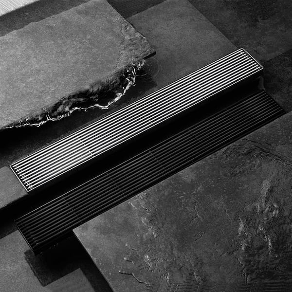 32 in. Linear Stainless Steel Shower Drain - Bar Pattern